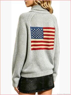 American Flag Cardigan Stars Stripes Button Down Sweater Y2K Varsity